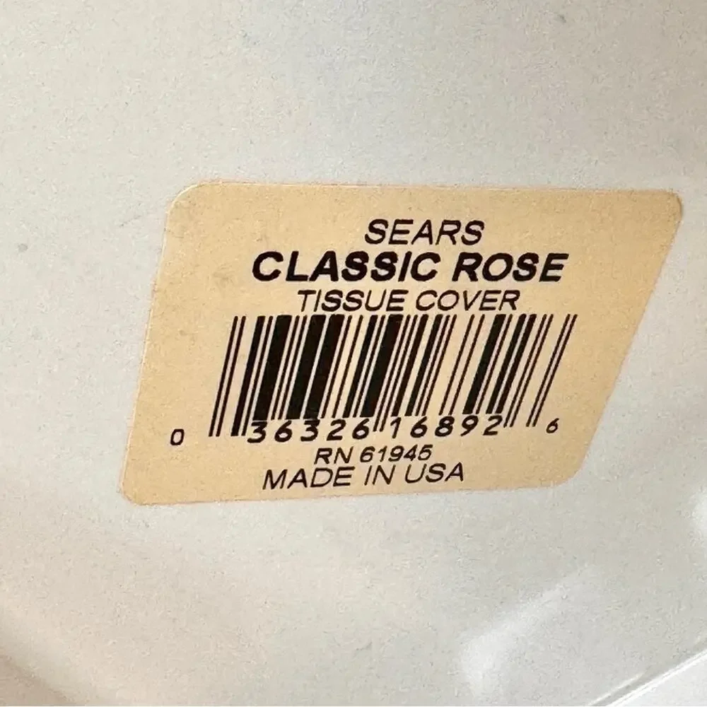 New Vintage SEARS Classic Rose Tissue Box Cover Floral Cottage Plastic Square